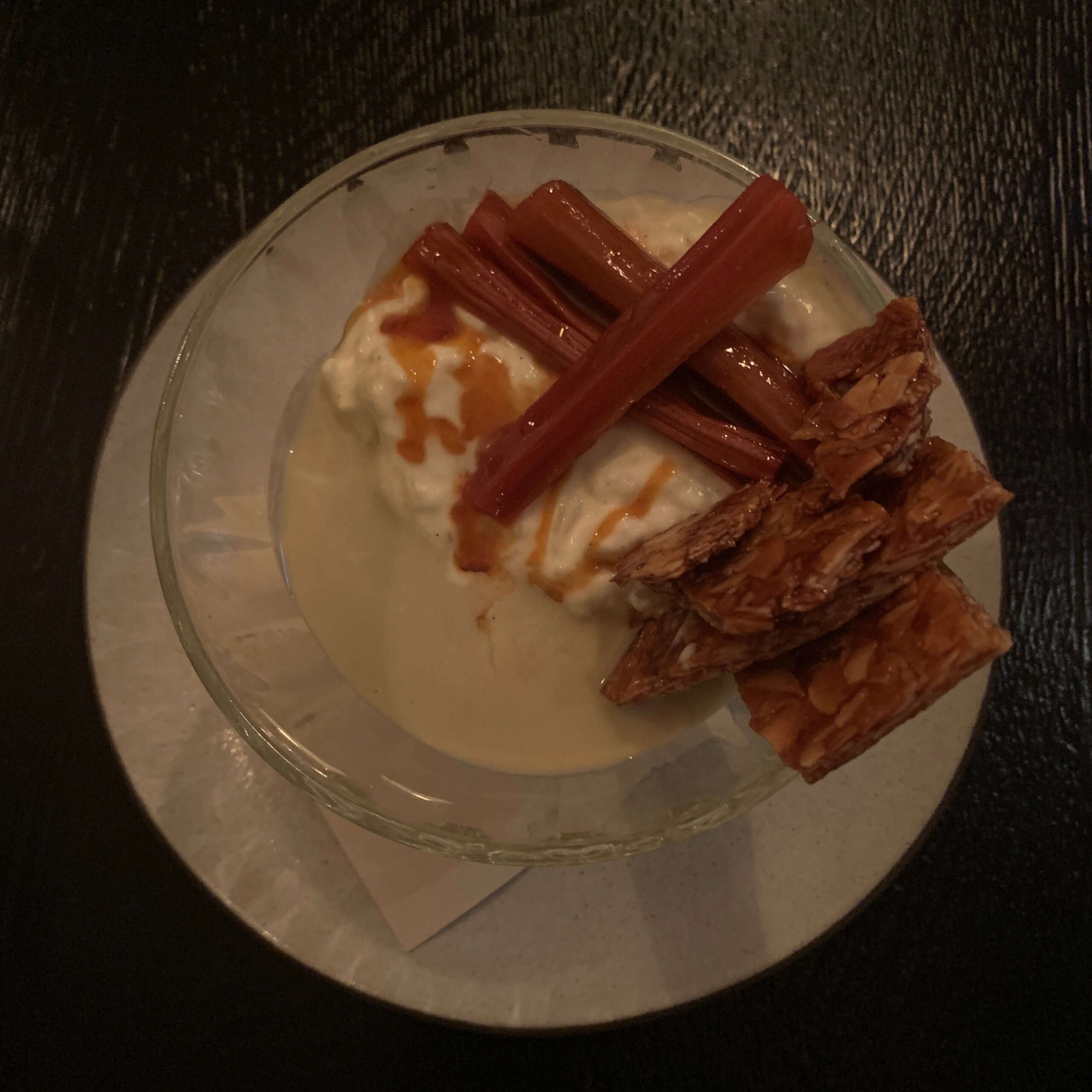 シドニーのレストラン【FRED'S】のデザートメニュー「Vanilla rice pudding（バニラライスプディング）」を撮影した写真